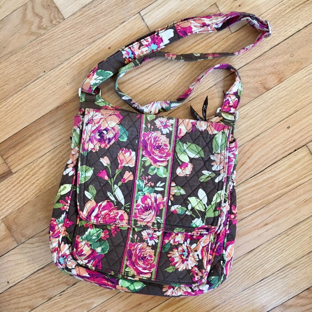 Vera Bradley Mailbag Crossbody Purse, Pink Floral